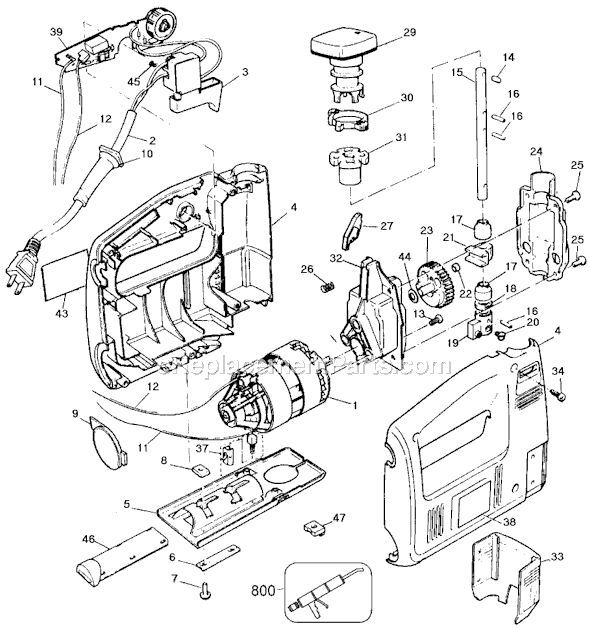Page A Diagram and Parts List for 7588 Type 4 Black and Decker Jig Saw